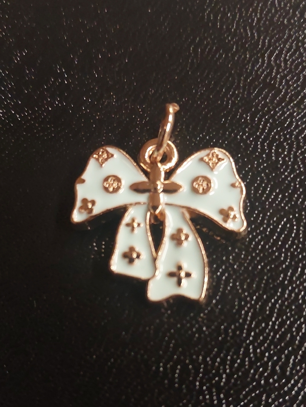 LV Gold Bow Sky Blue Enamel Charm Pendant